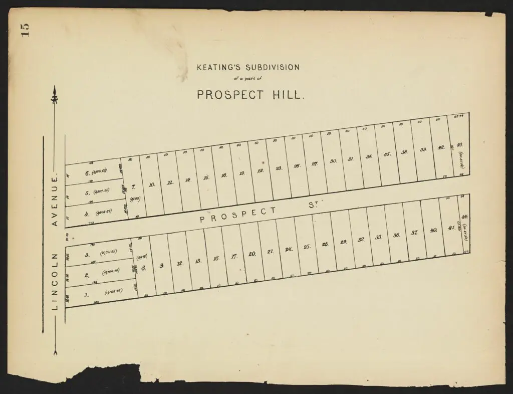 Plate 15. Keating's Subdivision of a part of Prospect Hill