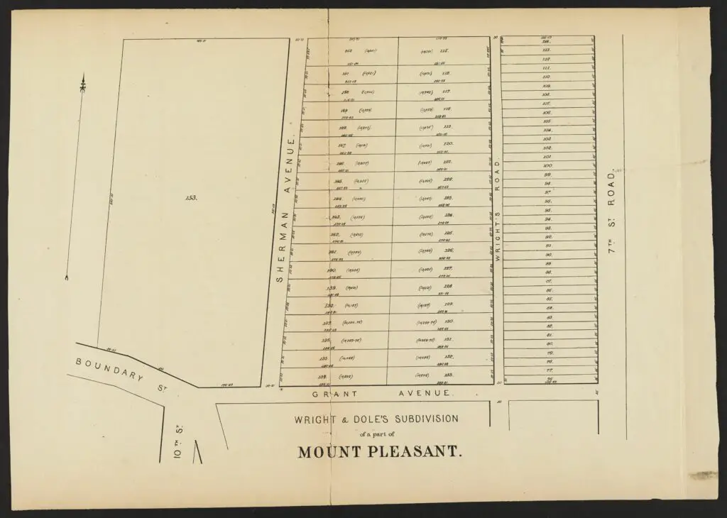Plate 9. Wright Dole's Subdivision of a part of Mount Pleasant