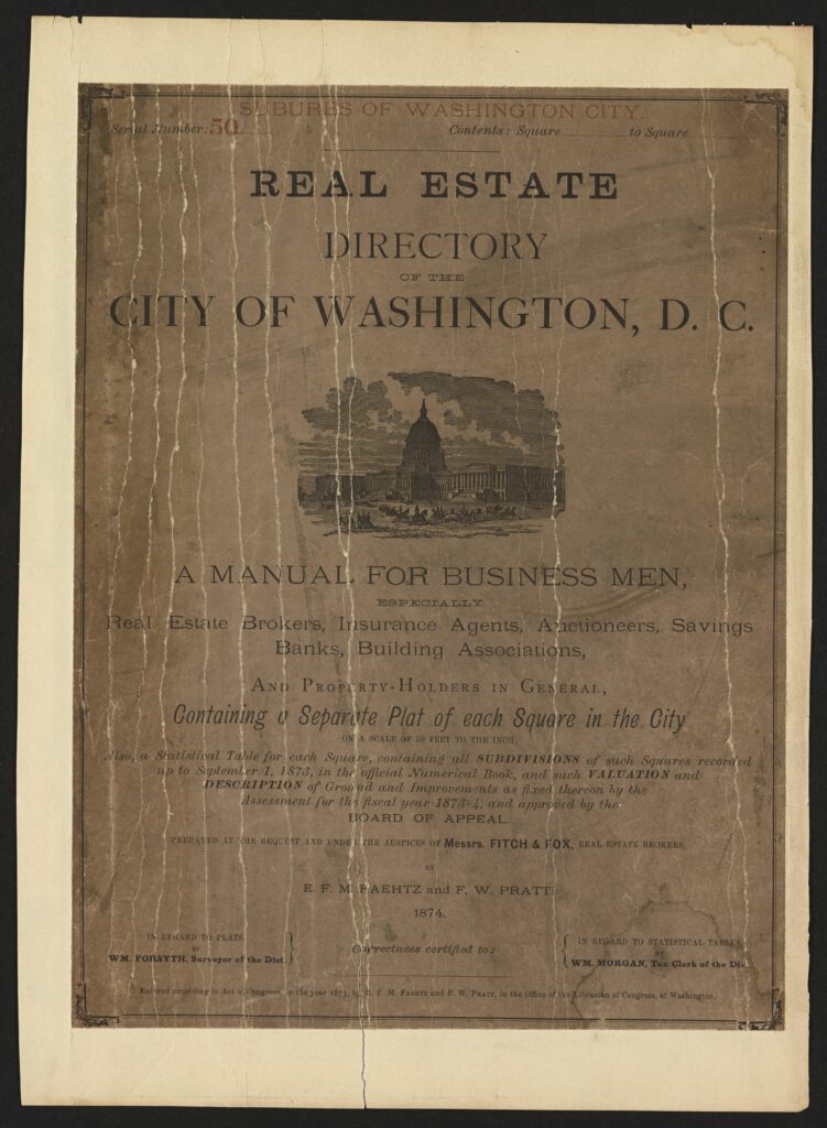 Real estate directory of the city of Washington, D.C. suburbs of Washington city, serial number 50, 1874