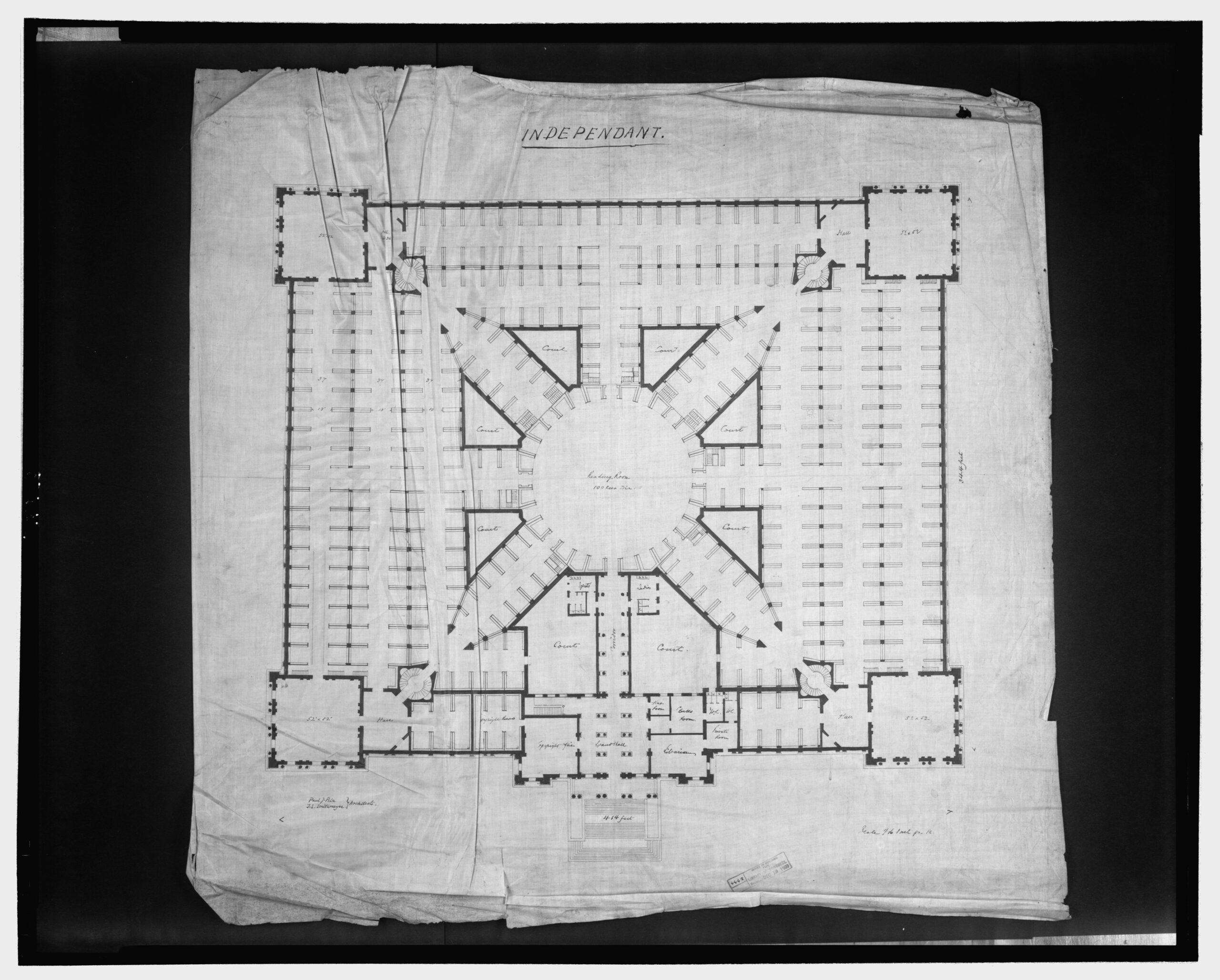 Design study for the Library of Congress from the period of congressional revision.