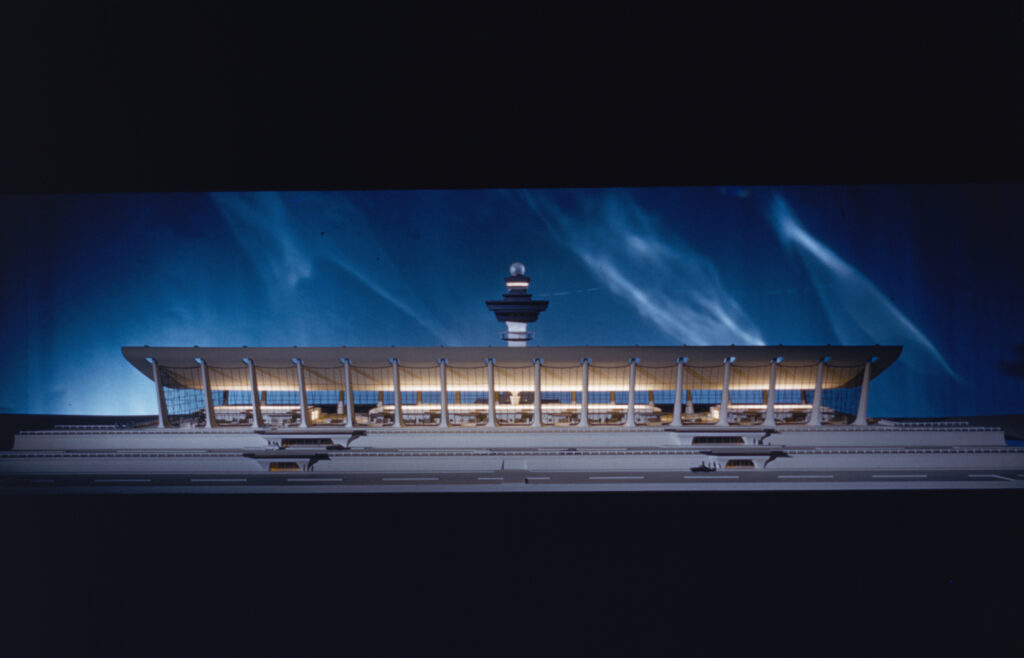 Architectural model of Dulles Airport main terminal before being built