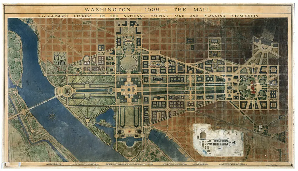 Washington 1928, Plan of the Mall, Records of the National Capital Planning Commission.