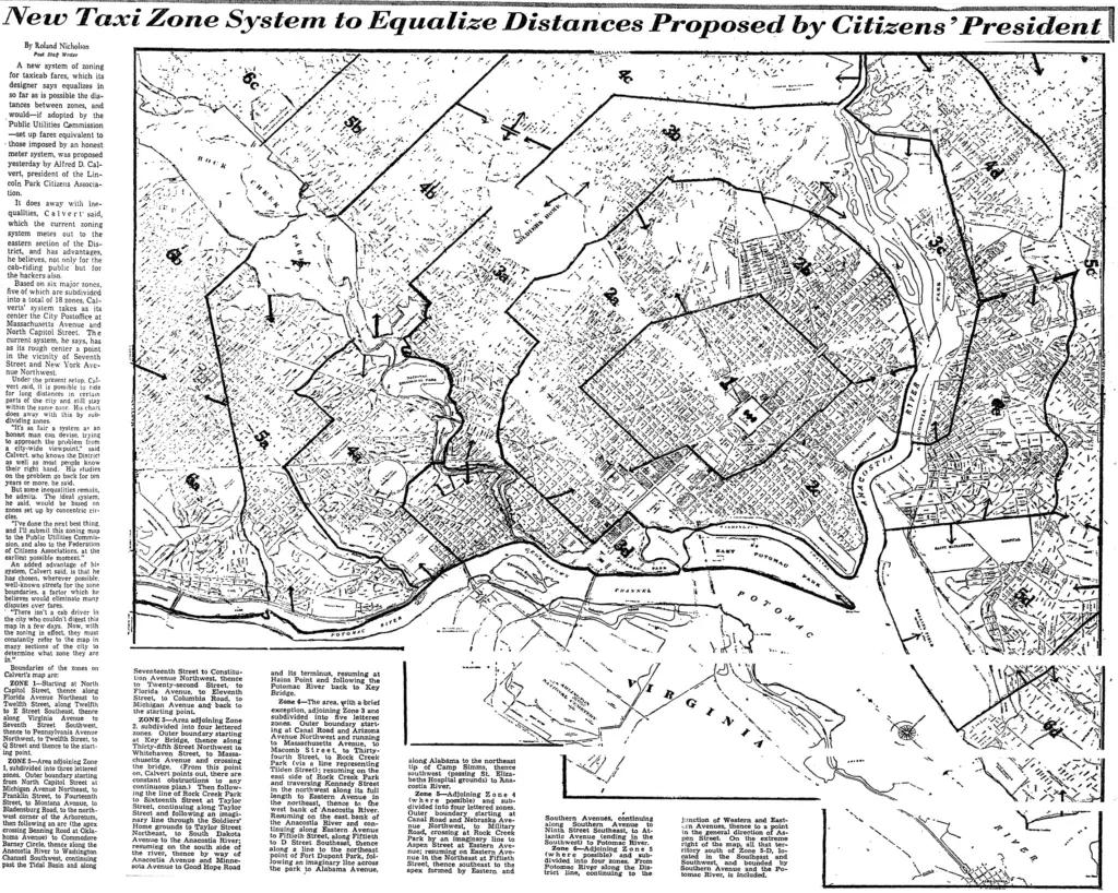 Washington Post article 1942 with new proposed zone