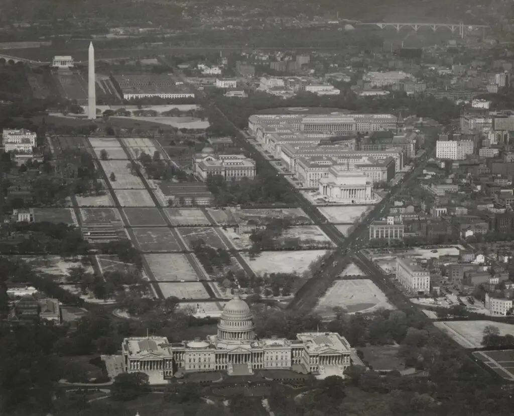 Photograph of Aerial View of U.S. Capitol and National Mall in 1936 (National Archives)