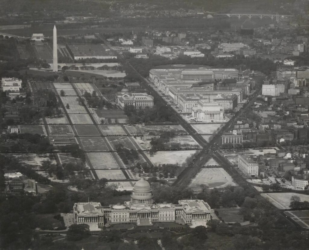 Photograph of Aerial View of U.S. Capitol and National Mall in 1936 (National Archives)