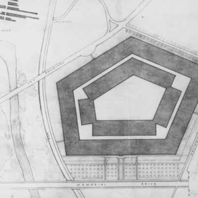 Survey map of Arlington Experimental Farm showing the irregular pentagon boundary created by existing roads