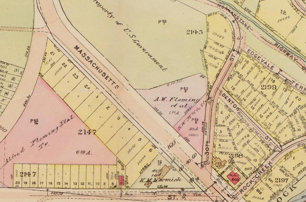 1919 Baist real estate map showing the intersection of Massachusetts Avenue and 30th Street NW, Washington DC