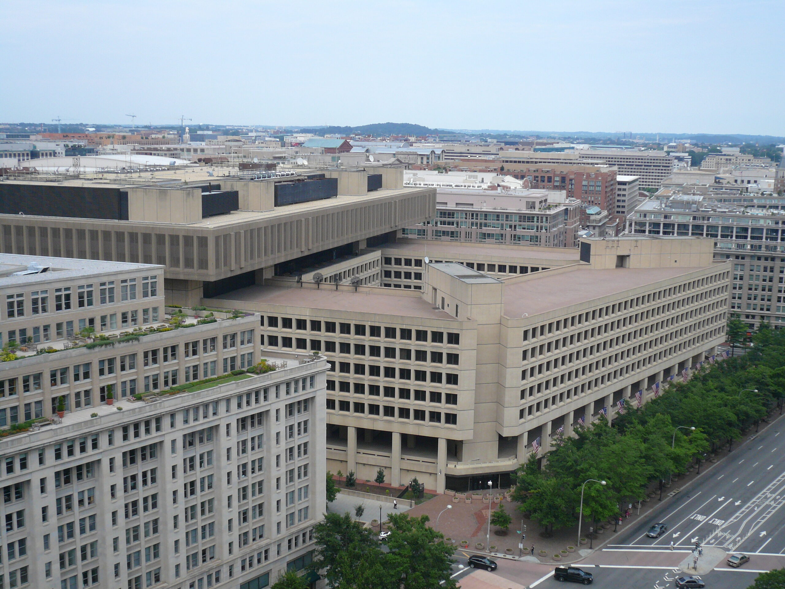 The J. Edgar Hoover FBI Building on Pennsylvania Avenue a brutalist concrete block with no ground floor retail