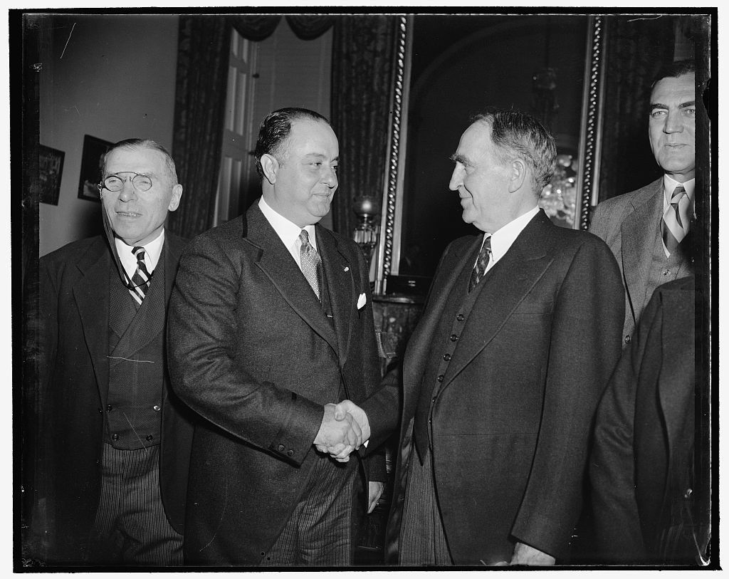 Speaker of the House William B. Bankhead welcoming Nicaraguan President Somoza to the House of Representatives, May 8, 1939
