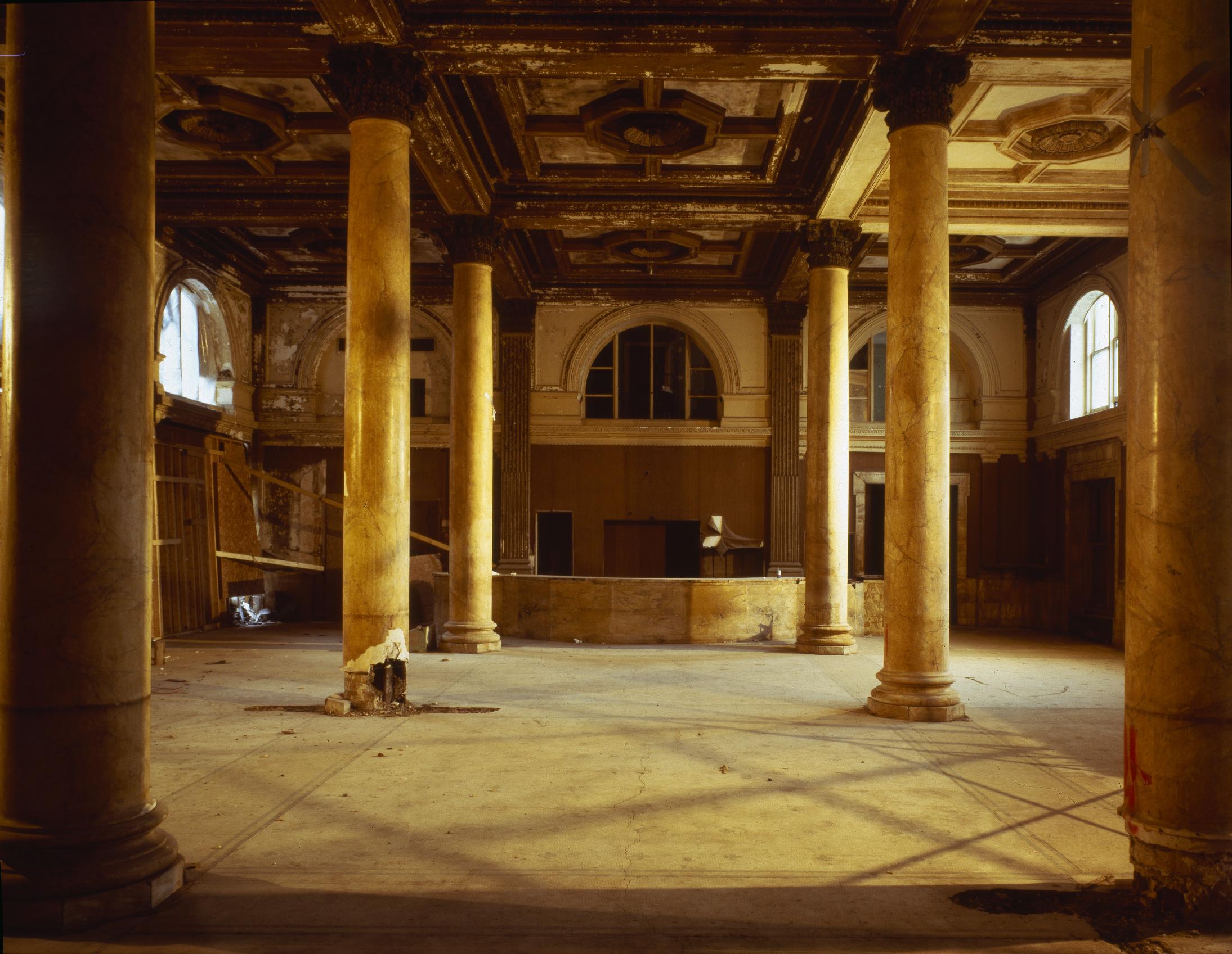 The Willard Hotel lobby in its abandoned state before the 1980s restoration