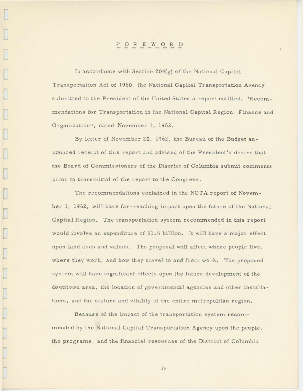 Summary section of the 1963 report criticizing the NCTA proposal for inadequate highway capacity.