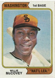 1974 Topps Willie McCovey Washington Nat'l Lea card #250