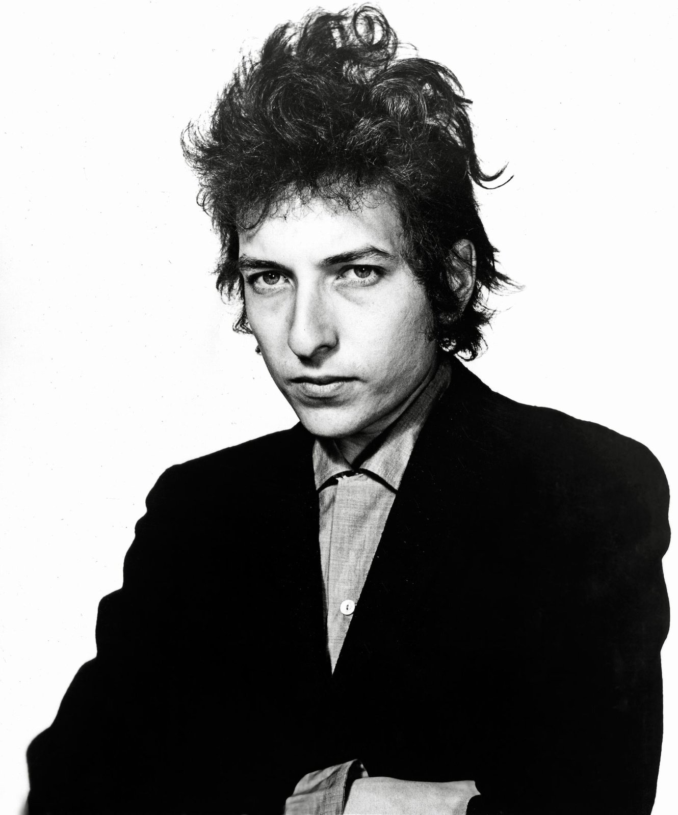 Bob Dylan in 1965, publicity portrait by Daniel Kramer for Albert Grossman Management.