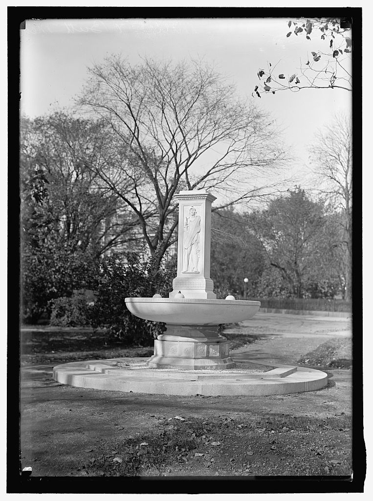 The Butt-Millet Memorial Fountain on the Ellipse south of the White House, Washington DC
