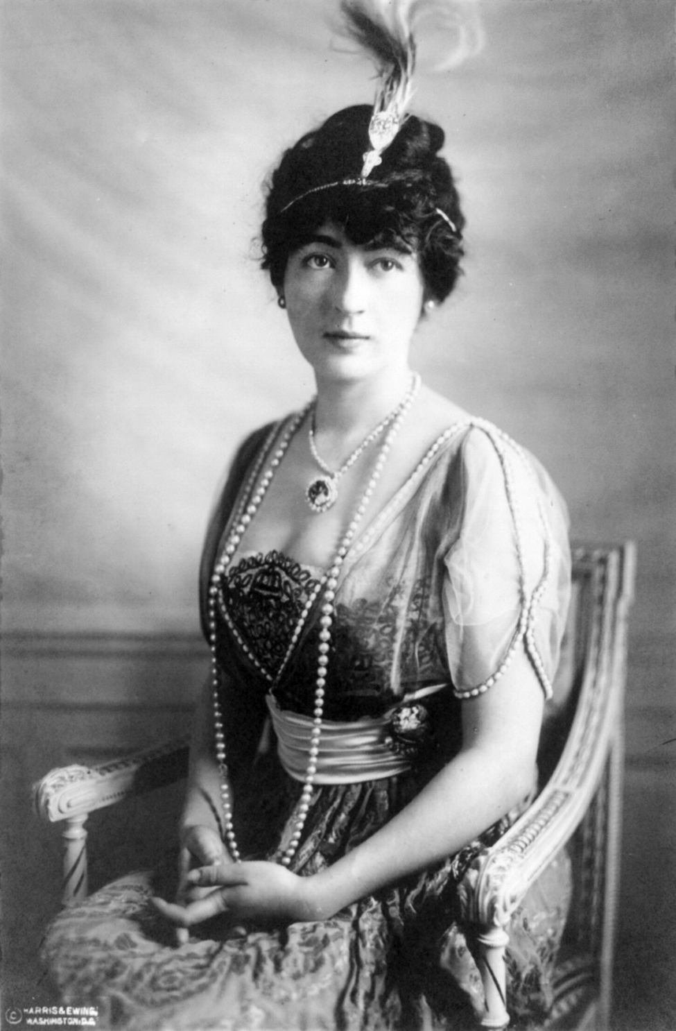 Portrait of Evalyn Walsh McLean, Washington socialite and owner of the Hope Diamond.