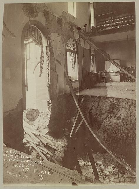 Interior wreckage on the first floor of the old Ford's Theatre after the collapse