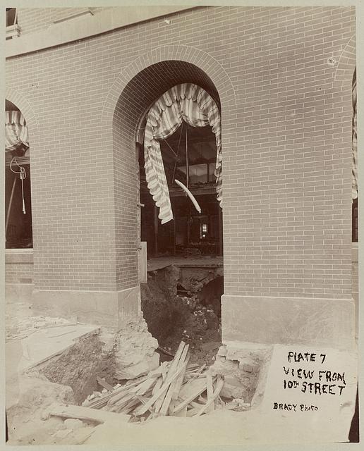 Front facade of the old Ford's Theatre on 10th Street NW the morning after the June 9, 1893 collapse