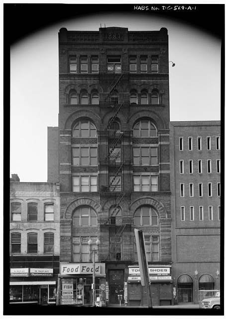 Front view of the Atlantic Building at 930 F Street NW, Washington DC, photographed for the Historic American Buildings Survey