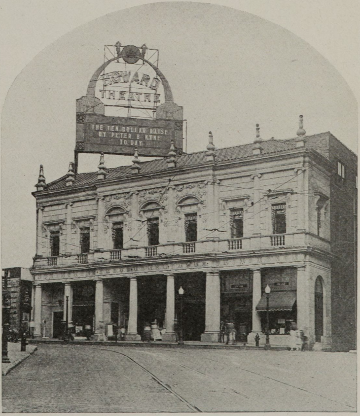 Black-and-white period photograph of the Howard Theatre in Washington, DC, in 1924, showing the ornate building's facade with a sign reading HOWARD on the marquee.