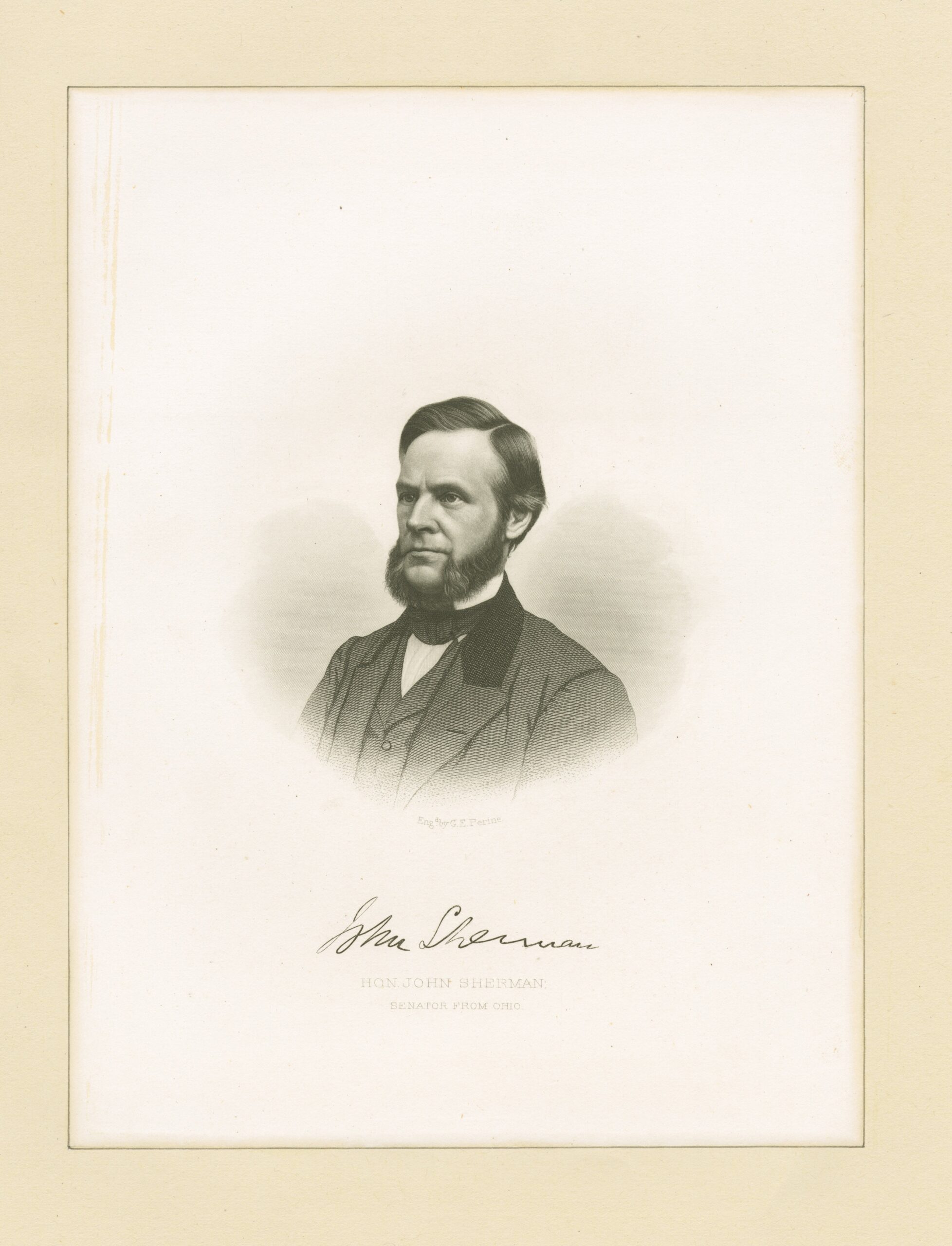 Portrait of Senator John Sherman of Ohio who recorded the original 1881 plat of Columbia Heights