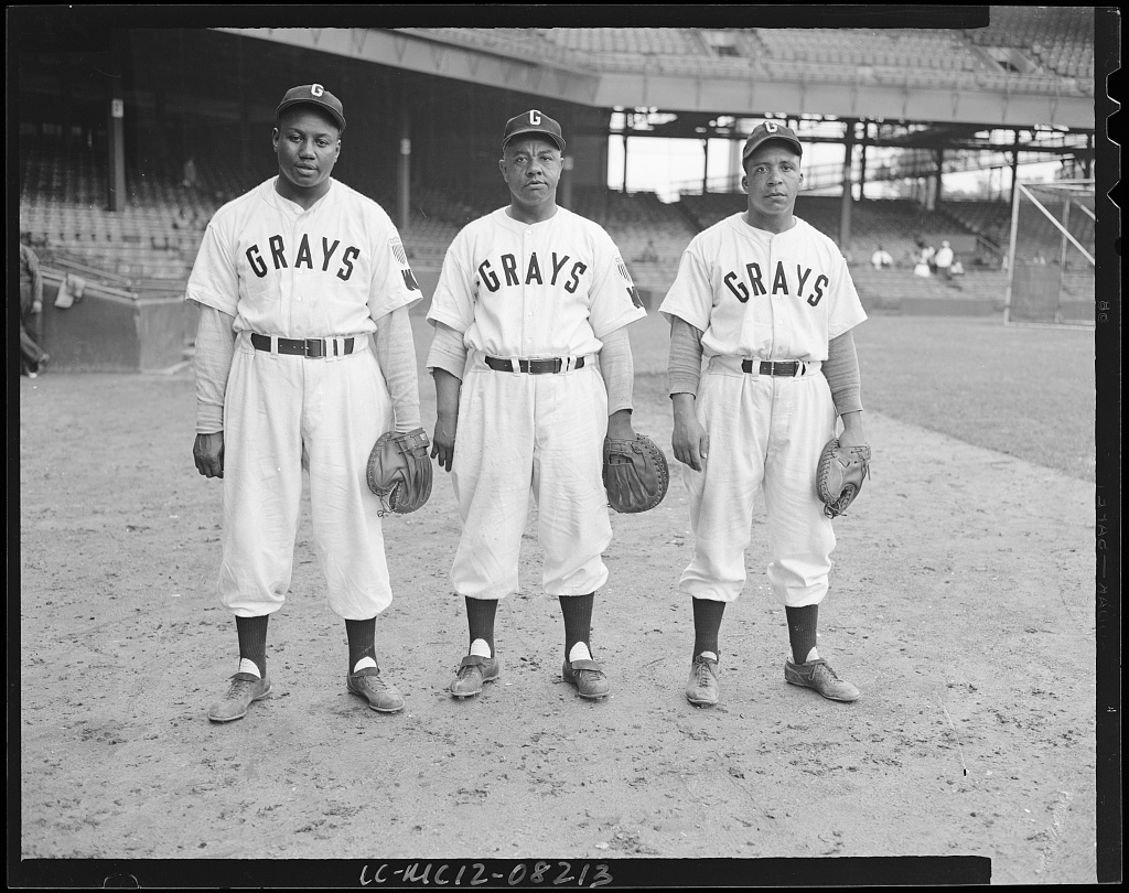 Josh Gibson, Ted Radcliffe, and Eudie Napier at Griffith Stadium, January 9, 1947