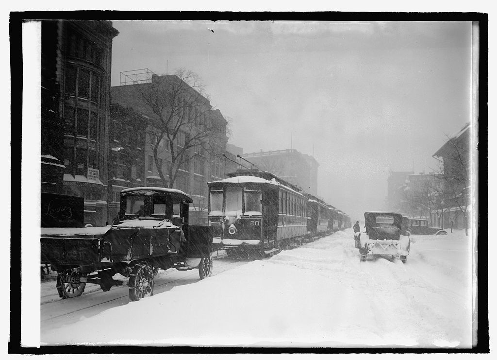 Snow-covered Washington street during the blizzard of January 28, 1922