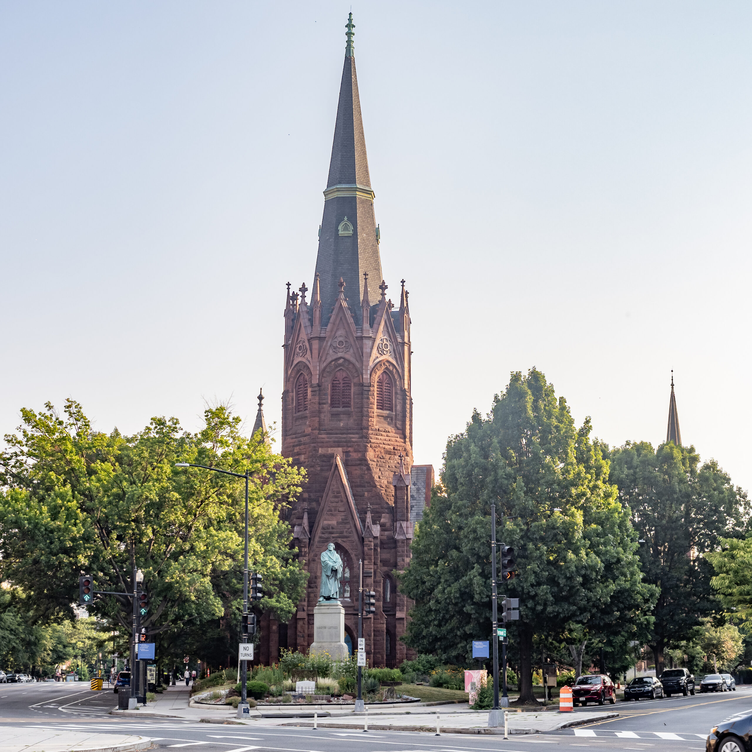 Luther Place Memorial Church exterior at Thomas Circle, Washington DC, 2024