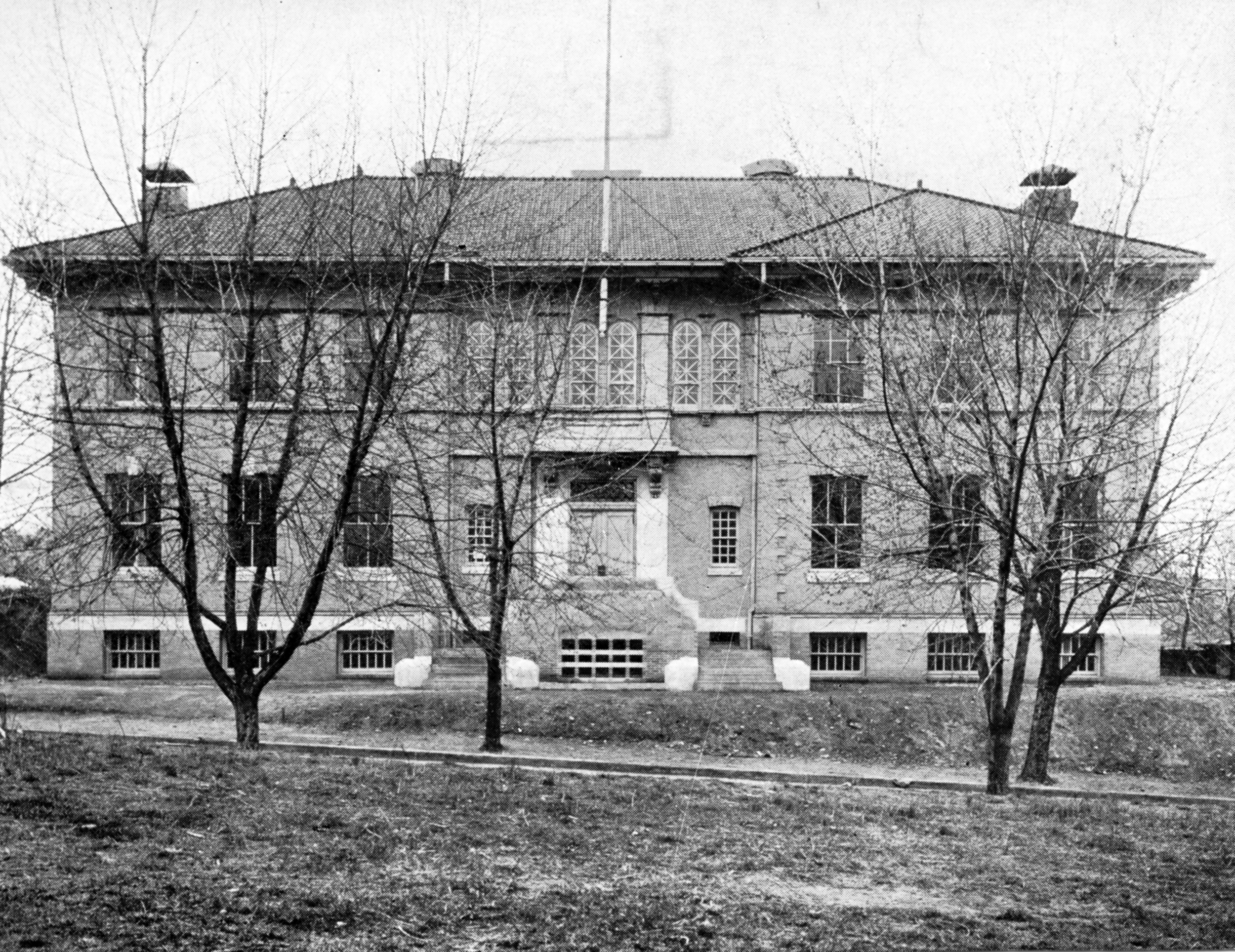 Morgan Elementary School building in Adams Morgan DC around 1902, three story brick public school