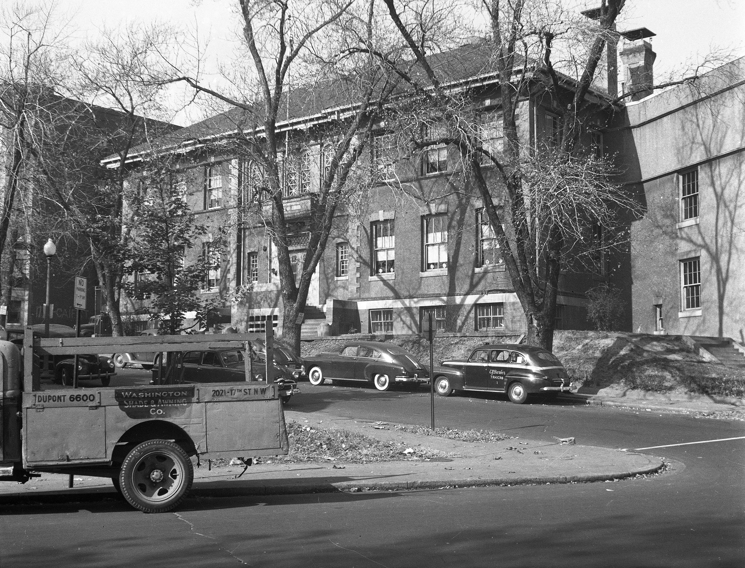 The Morgan Elementary School building in Adams Morgan DC photographed in 1949, the older brick school used by Black students