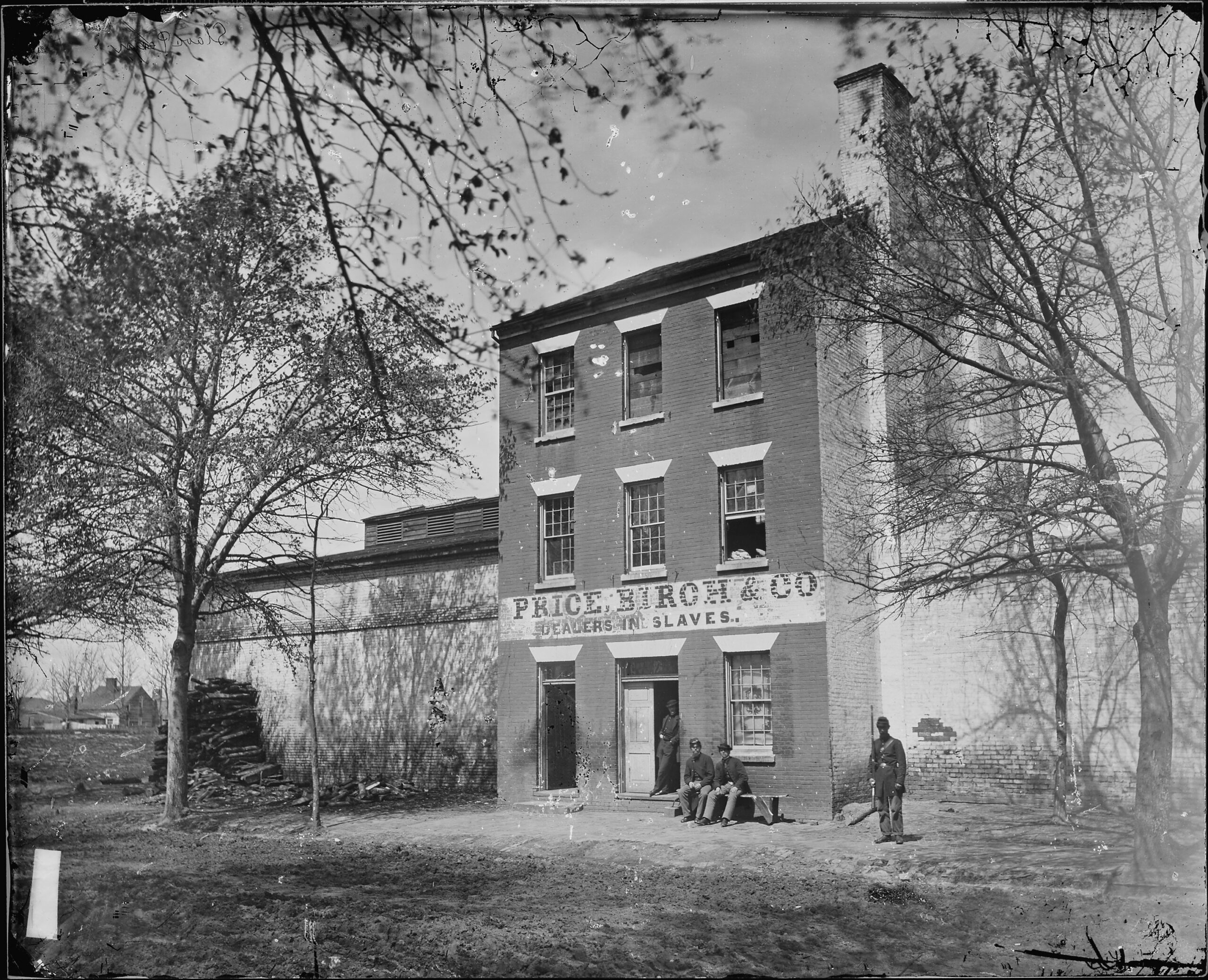 Side and rear view of the Price, Birch and Co. slave pen complex in Alexandria, Virginia, photographed during the Civil War