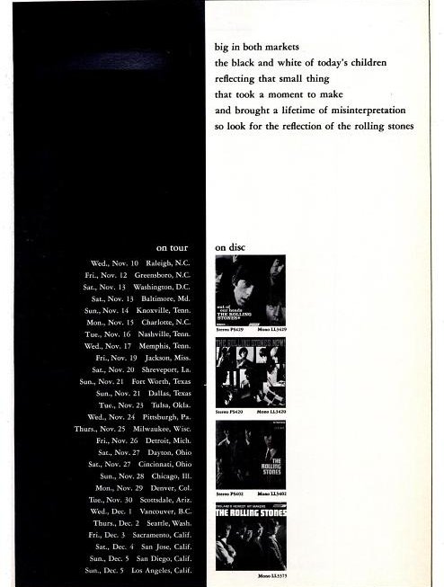 London Records trade ad in Billboard for the Rolling Stones' fall 1965 North American tour, with the Nov. 13 Washington, D.C. date listed.