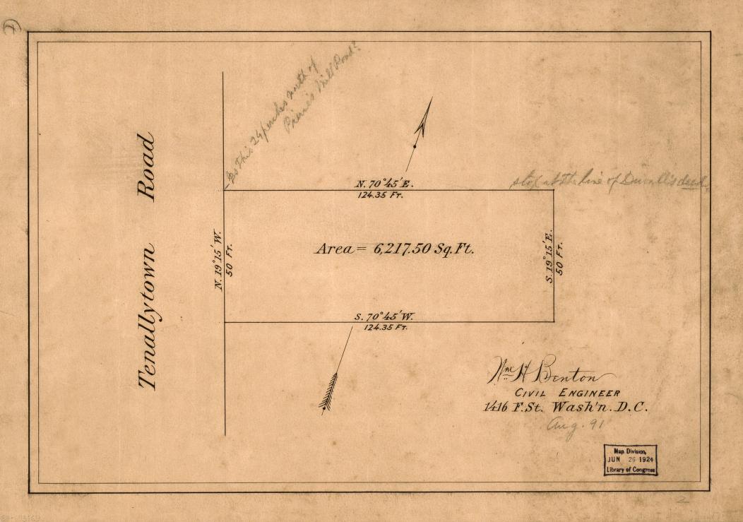 Cadastral survey map of land fronting Tennallytown Road, 1891