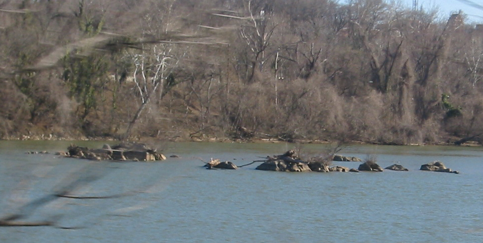 The Three Sisters islets in the Potomac River just upstream of Key Bridge, Washington DC