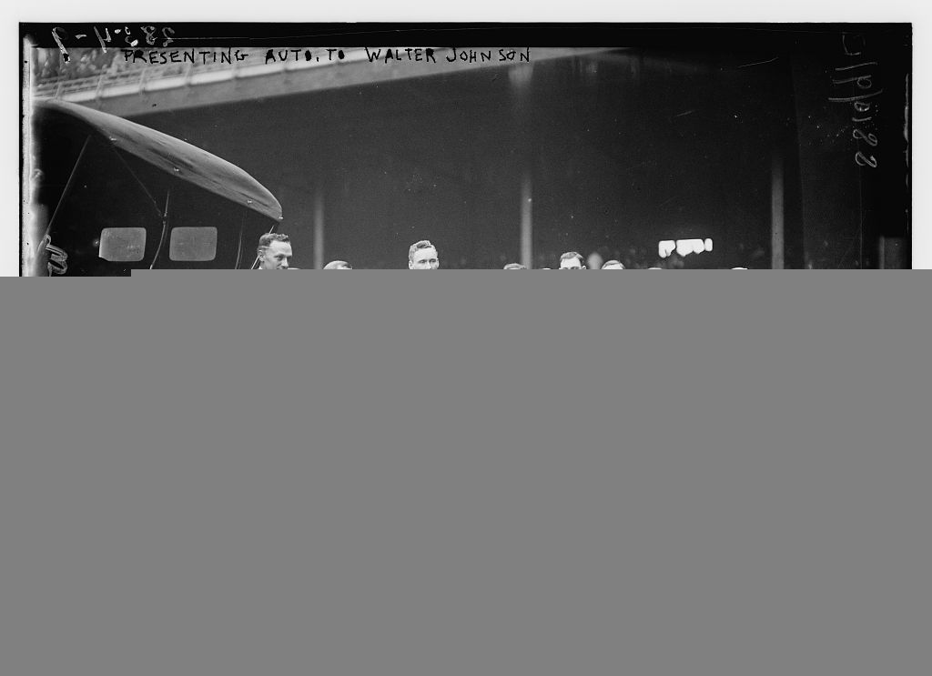 Walter Johnson presented with an automobile in 1913, his Chalmers Award MVP season
