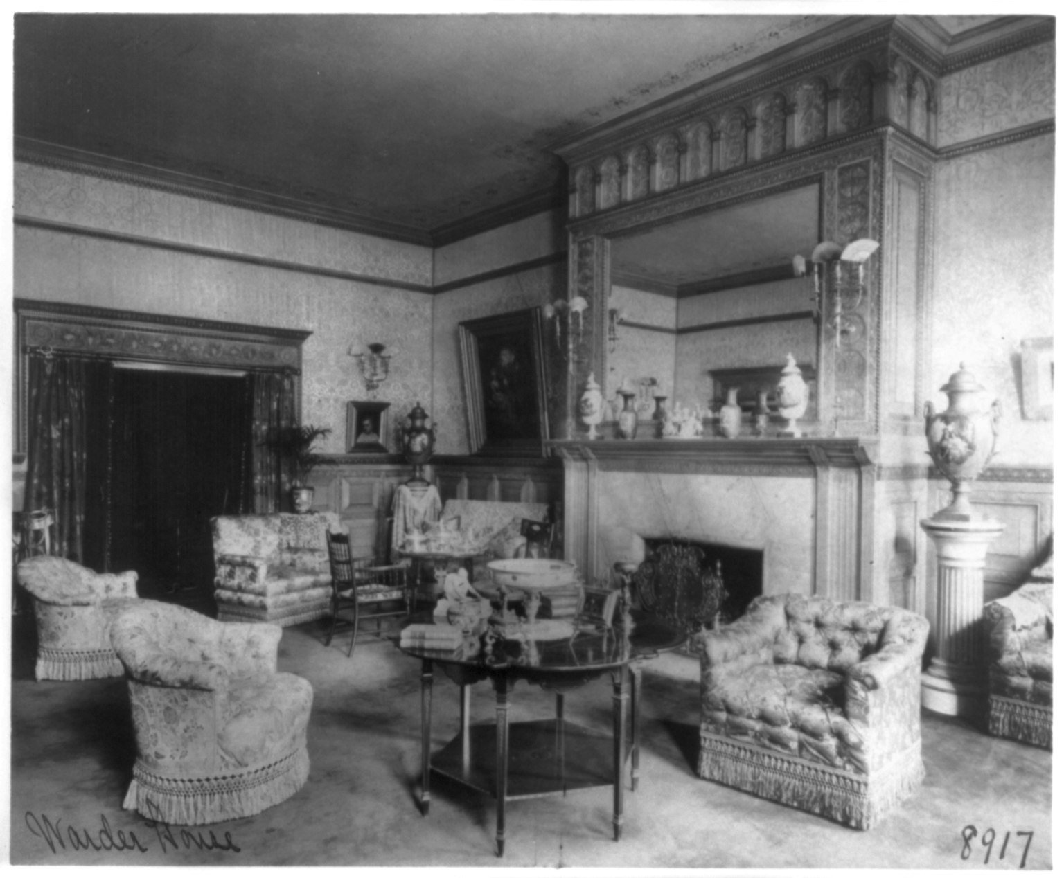 The Warder Mansion drawing room around 1900