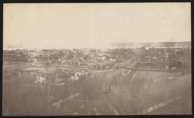 View from the U.S. Capitol dome looking southwest in December 1856 showing the Washington City Canal