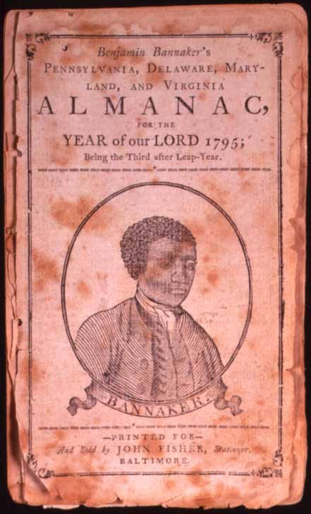 Engraved portrait of Benjamin Banneker on the cover of his 1795 almanac