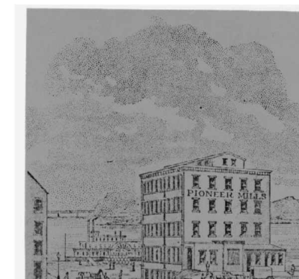 Engraving of Bomford's Mill at Potomac and Grace Streets from Boyd's Washington Directory of 1886