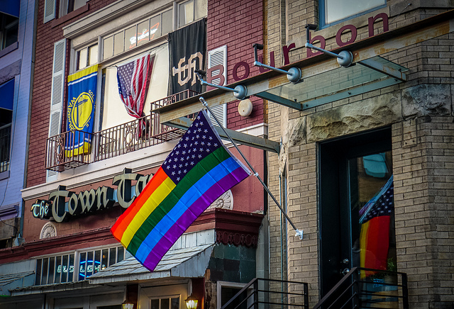 The Bourbon whiskey bar sign at 2321 18th Street NW in Adams Morgan