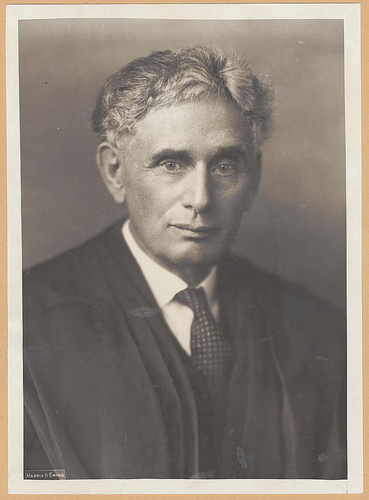 Studio portrait of Justice Louis D Brandeis by Harris and Ewing of Washington DC