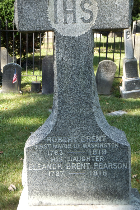 Robert Brent gravestone at St. John the Evangelist Cemetery, Forest Glen, Maryland