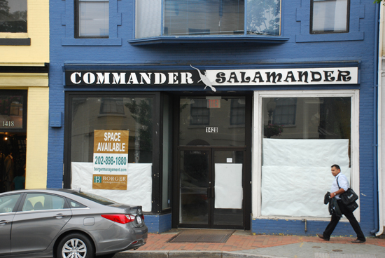 Commander Salamander storefront at 1420 Wisconsin Avenue around its 2010 closing