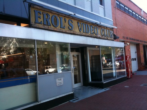 Erol's Video Club sign revealed on Barracks Row in 2011 after Blockbuster sign was removed at 514 8th Street SE