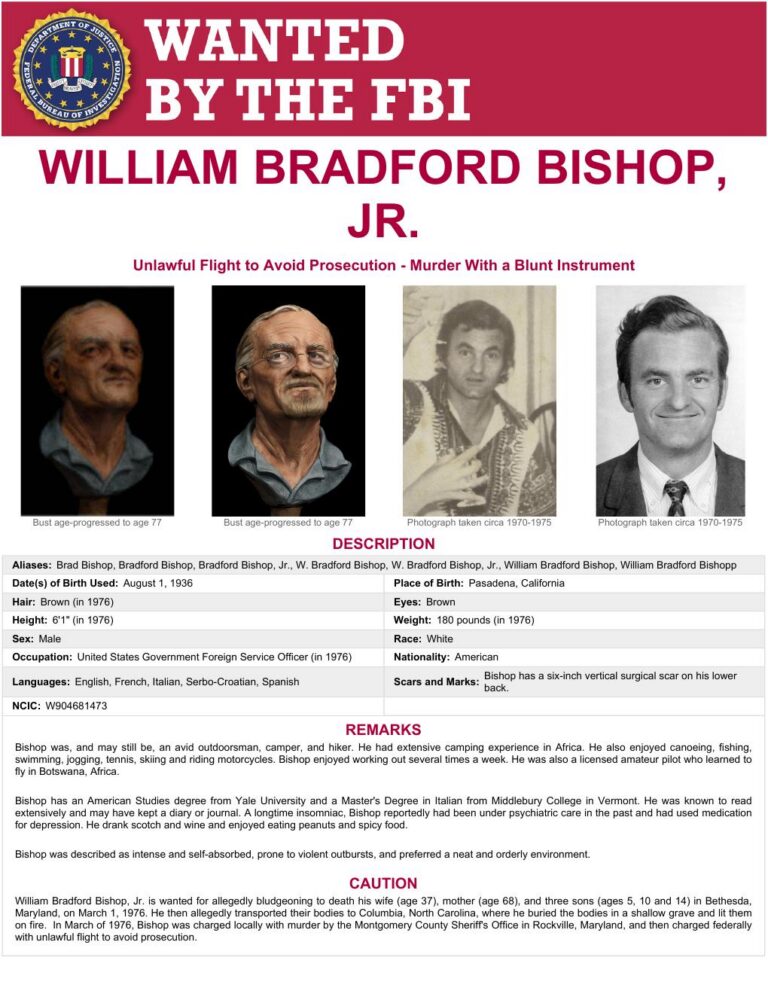 FBI Ten Most Wanted poster for William Bradford Bishop Jr., 2014