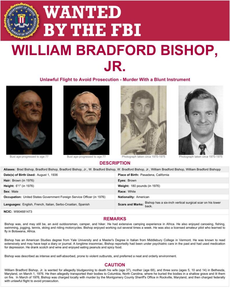 FBI Ten Most Wanted poster for William Bradford Bishop Jr., 2014