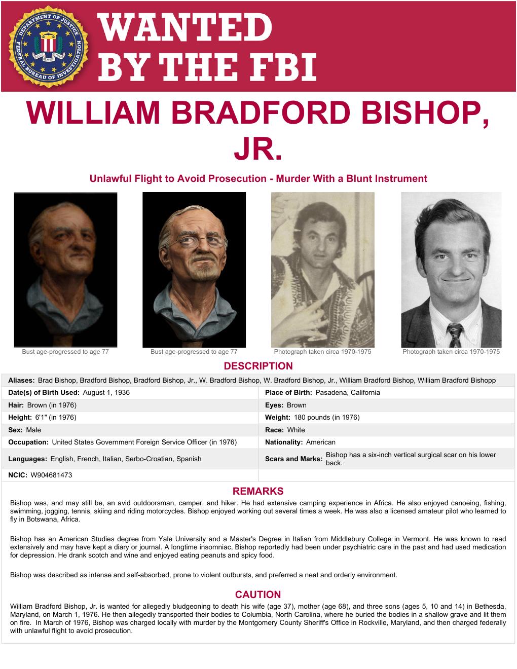 FBI Ten Most Wanted poster for William Bradford Bishop Jr., 2014