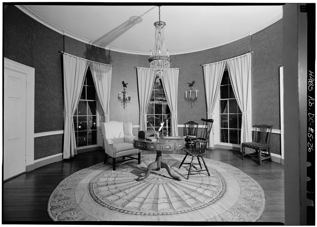 Treaty Room at Octagon House, second floor circular study where Madison signed Treaty of Ghent
