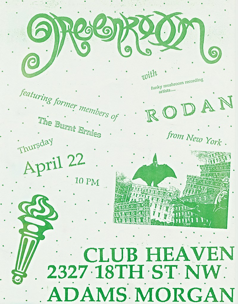 Club Heaven 2327 18th St NW Adams Morgan show flyer for Greenroom and Rodan April 22 1993