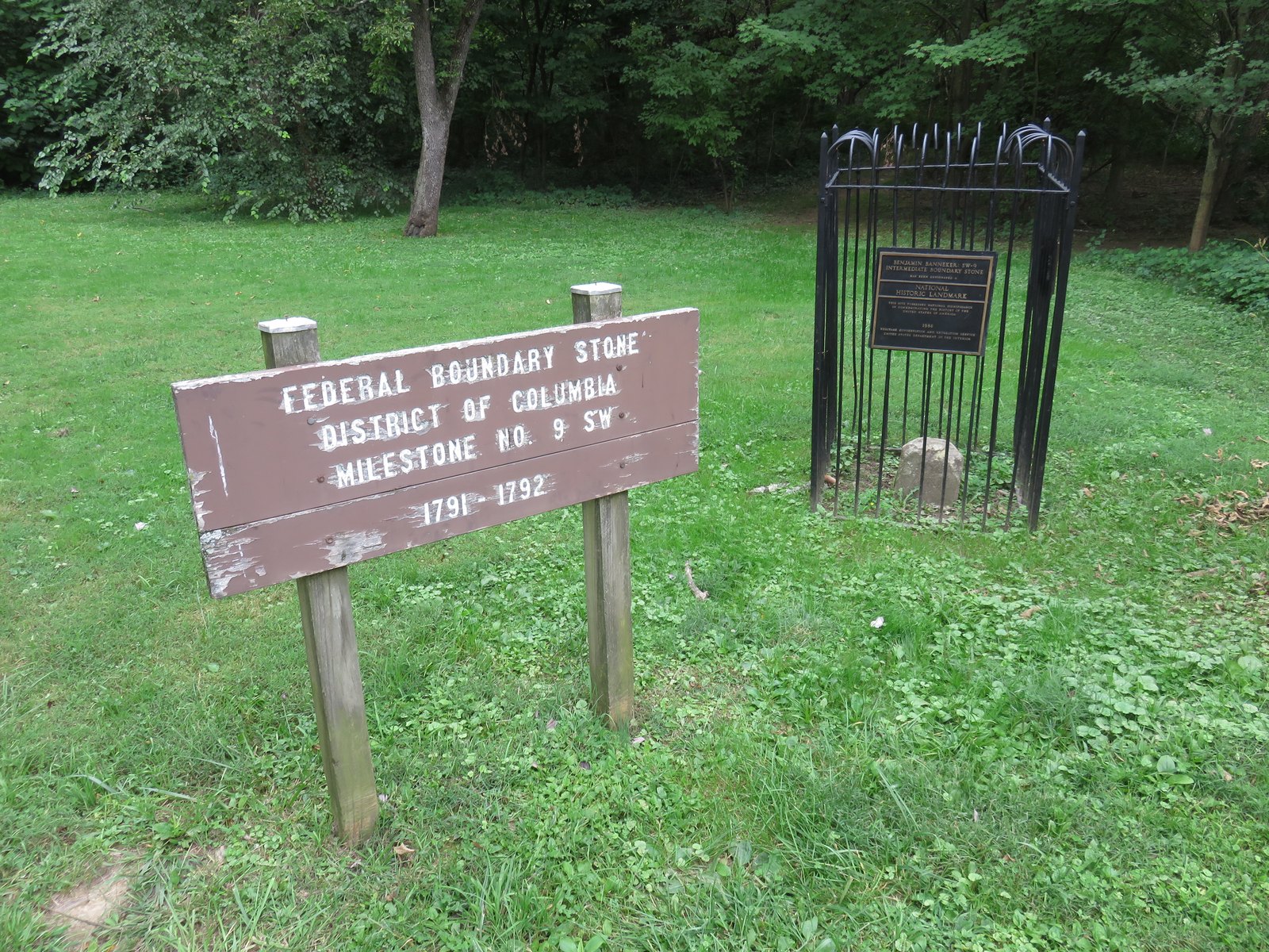 Southwest No. 9 boundary stone, also known as the Benjamin Banneker SW-9 Intermediate Boundary Stone, in Falls Church, Virginia