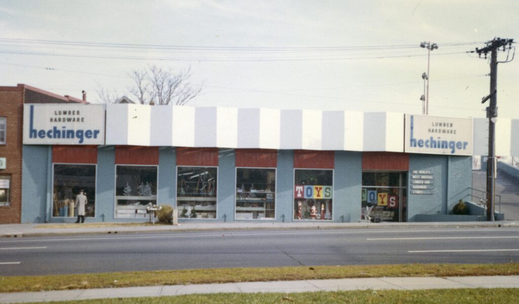 The newly opened Hechinger Tenleytown store at 4555 Wisconsin Avenue NW in 1958, courtesy DC History Center